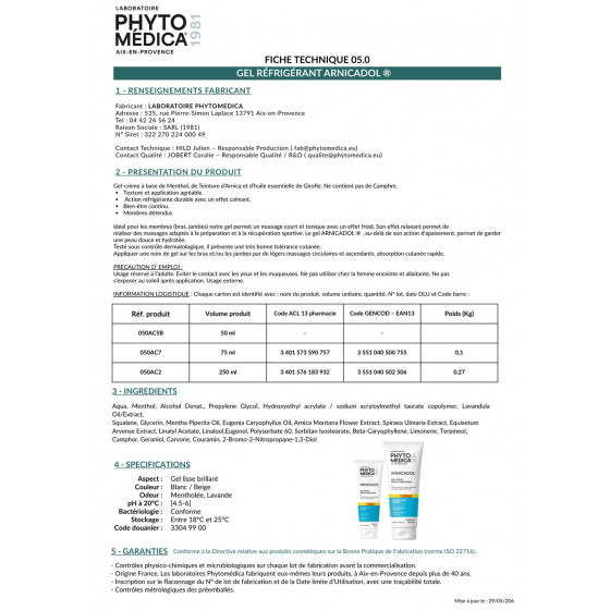 Arnicadol® 250 ml – Gel réfrigérant et drainant - PhytoMédica